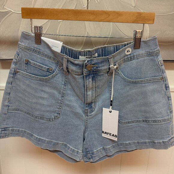 New with Tags - Bayeas Mid Rise Elastic Back Denim Shorts - Size XL - Picture 2 of 9